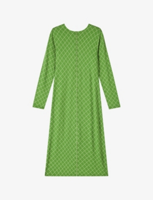 LK BENNETT: Annie wide-neck geometric-pattern stretch-woven midi dress