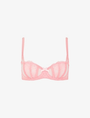 AGENT PROVOCATEUR Molly lace-trimmed stretch-silk satin underwired