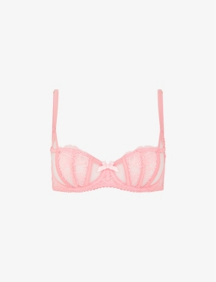 Agent Provocateur Womens Baby Pink Rozlyn Underwired Tulle Balconette Bra In Baby Pink