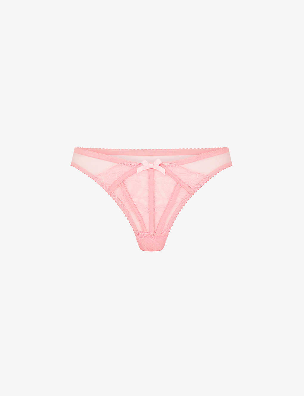 AGENT PROVOCATEUR AGENT PROVOCATEUR WOMENS BABY PINK ROZLYN SEMI-SHEER MID-RISE LACE THONG