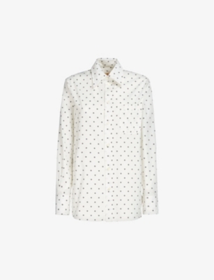 Marni White Poplin Shirt With Polka Dots In White