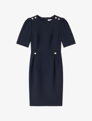 Lk Bennett Womens Blu-navy Marjorie Shift Crepe Knee-length Dress