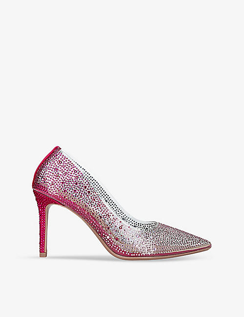 CARVELA: Lovebird crystal-embellished vinyl heeled courts