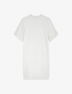 Zadig & Voltaire Riddy Cuir Froisse Textured Leather Tee Dress In Judo