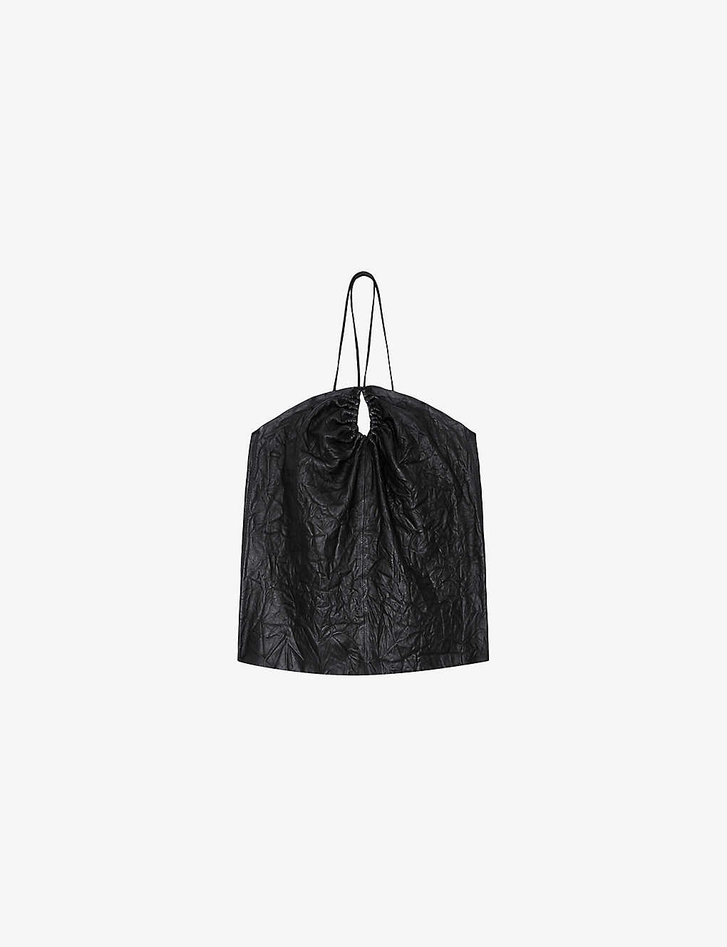 Shop Zadig & Voltaire Zadig&voltaire Women's Noir Cidonie Crinkled Leather Top