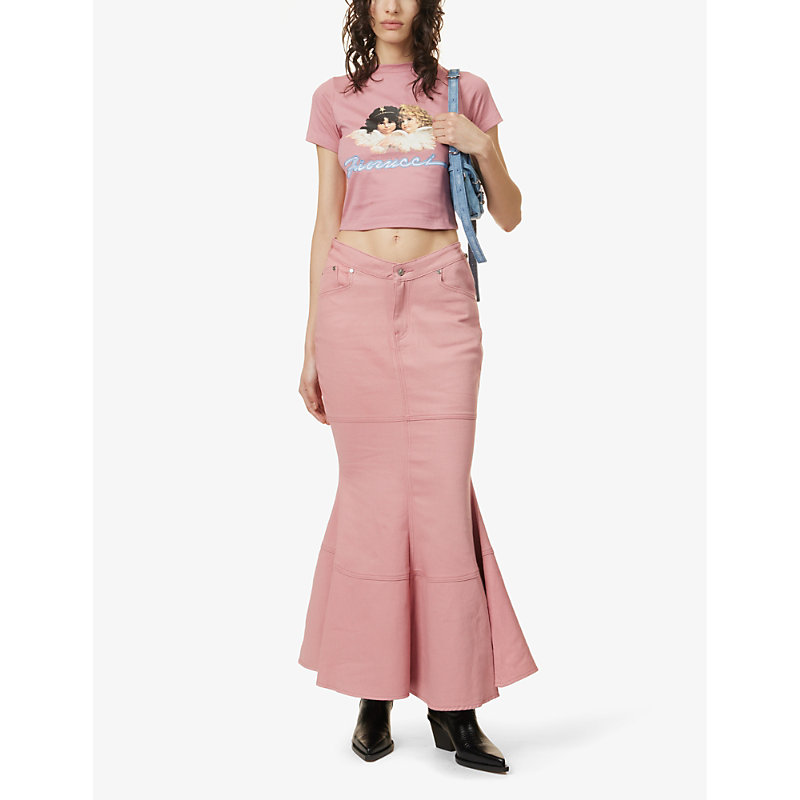 Shop Fiorucci Women's Pink Angel Graphic-print Organic-cotton T-shirt