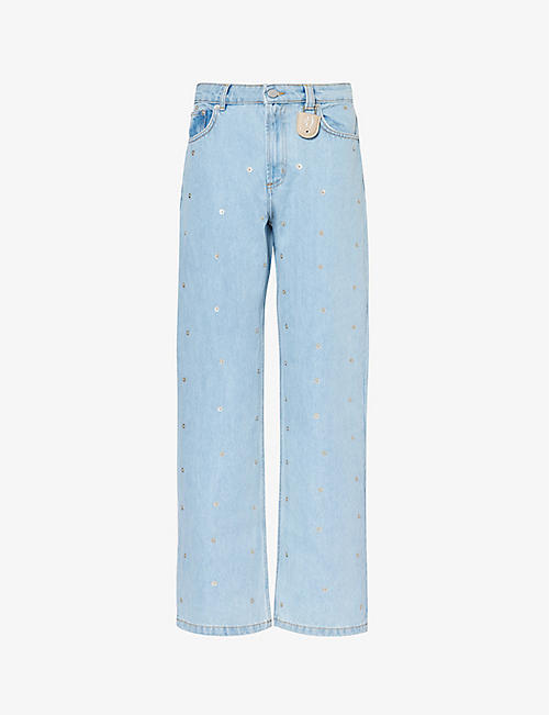 FIORUCCI: Rivet straight-leg mid-rise organic-cotton stretch-denim jeans