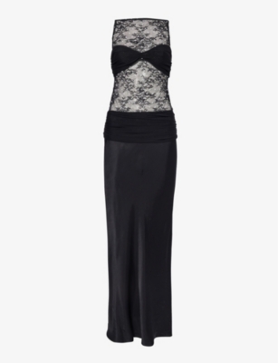 Hire Bec + Bridge Emery Lace Maxi Dress in Ivory Black