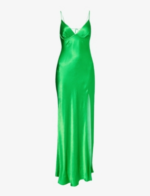 Bec & Bridge Ren Satin Maxi Dress In Emerald