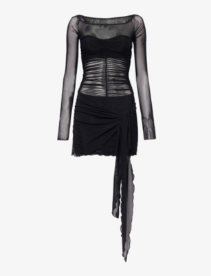 Bec & Bridge Marina Semi-sheer Stretch-woven Mini Dress In Black