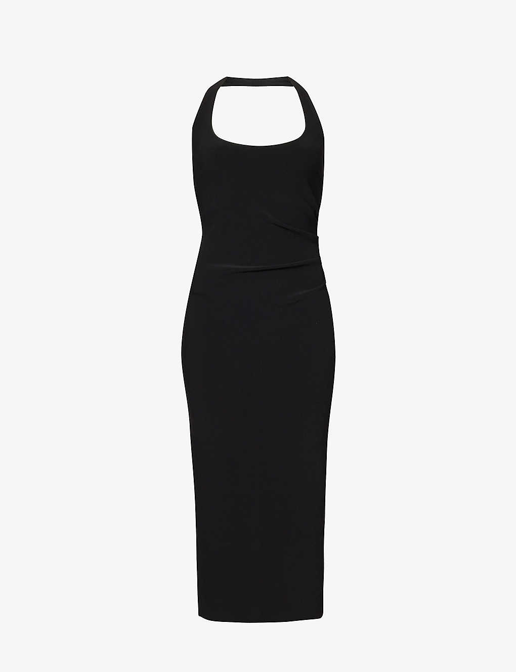 Bec & Bridge Cyndie Halterneck Stretch-woven Midi Dress In Black