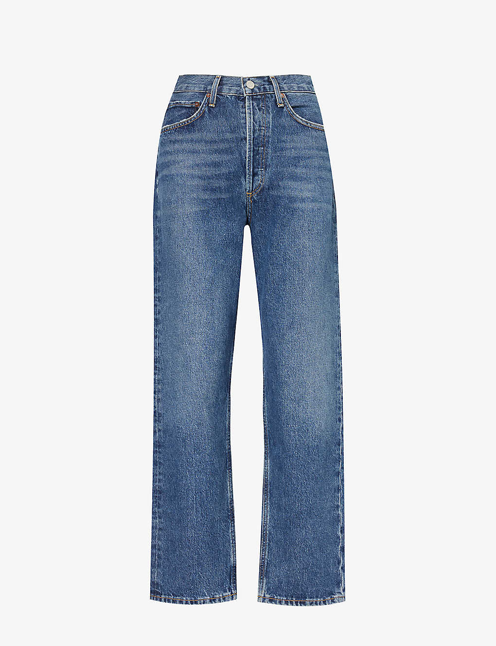 Shop Agolde Women's Imagine (med Dk Ind) 90s Faded-wash Straight-leg Mid-rise Organic-denim Jeans
