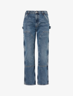 Shop Agolde Womens Repetition (vint Ind) Rami Straight-leg Mid-rise Organic-denim-blend Jeans In Blue