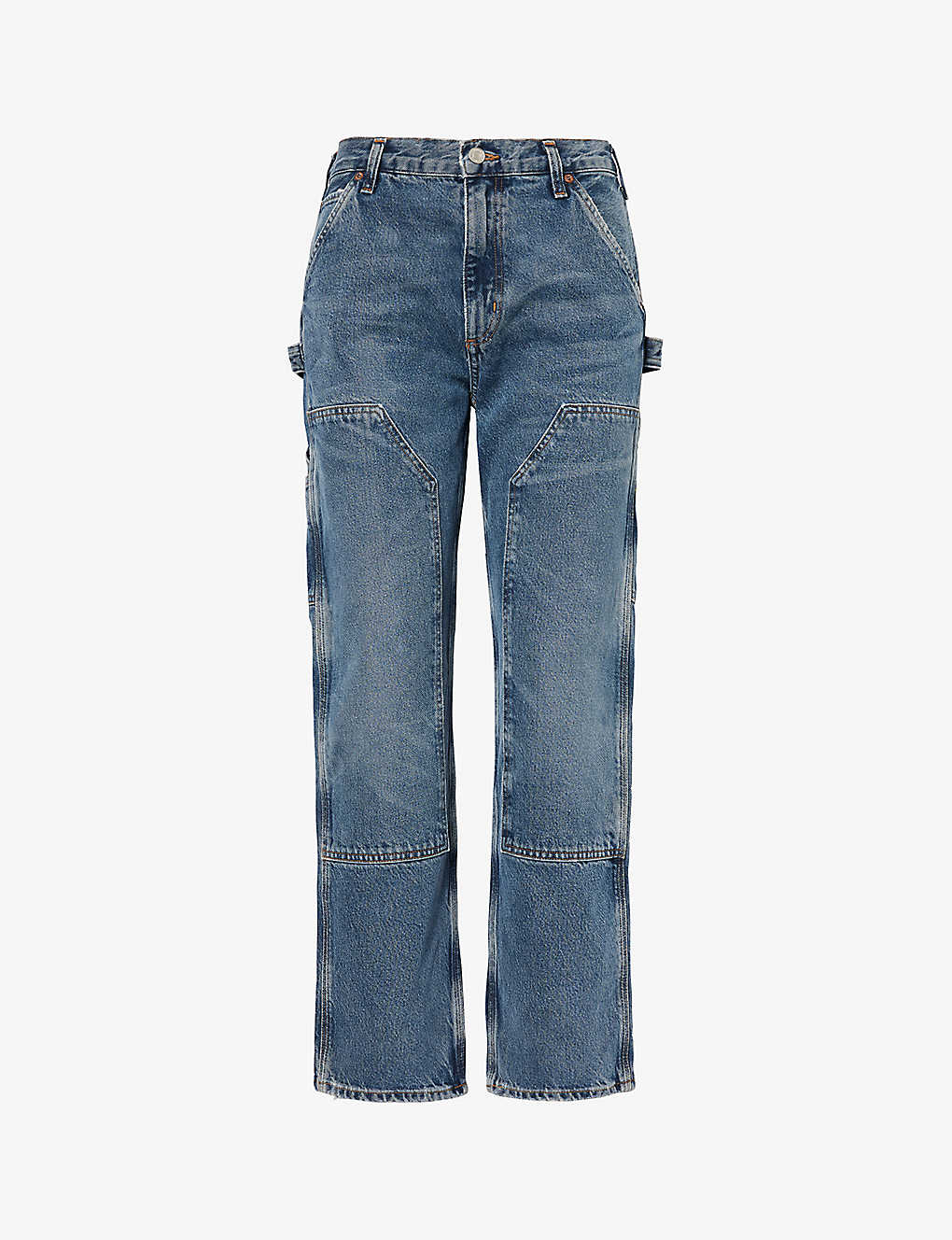 Shop Agolde Rami Straight-leg Mid-rise Organic-denim-blend Jeans In Blue
