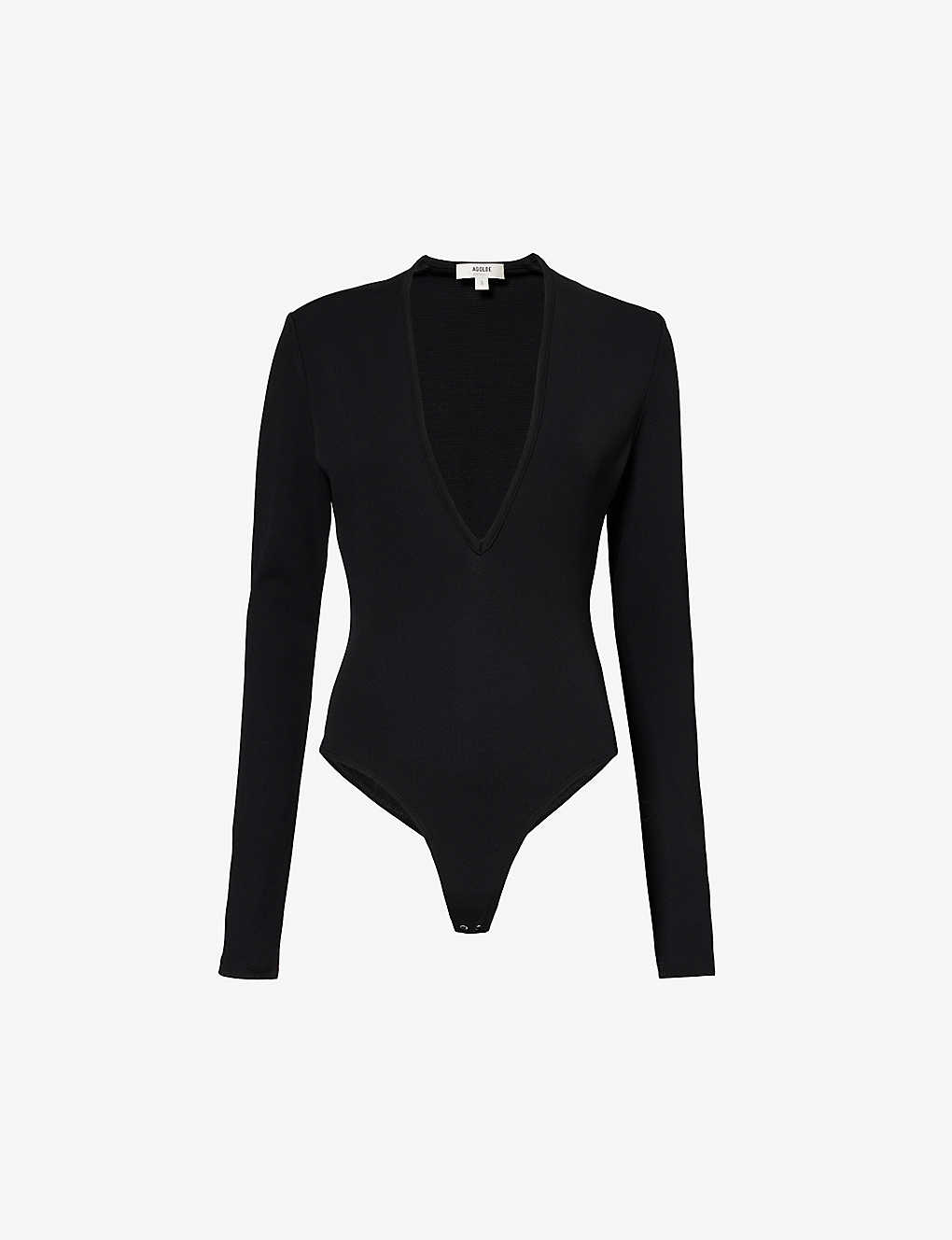 Shop Agolde Women's Black Zena V-neck Slim-fit Stretch-woven Bodysuit