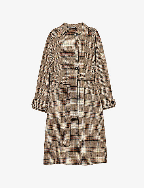 KASSL EDITIONS: Single-breasted check wool-blend coat