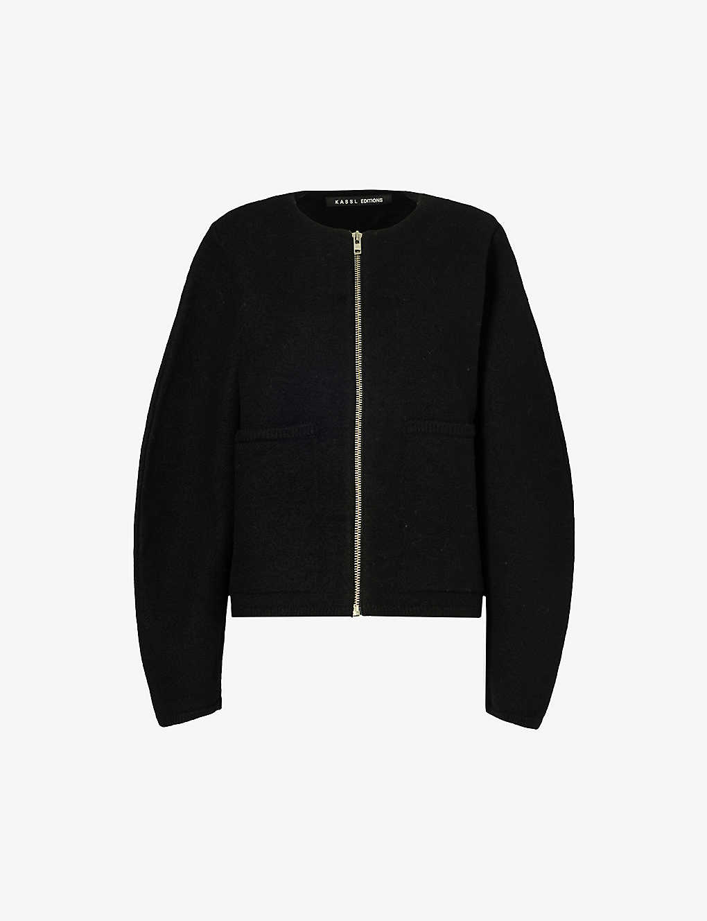 Shop Kassl Editions Relaxed-fit Balloon-sleeve Wool Jacket In Black