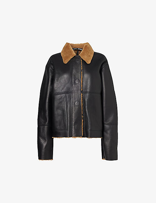 KASSL EDITIONS: Spread-collar relaxed-fit leather jacket