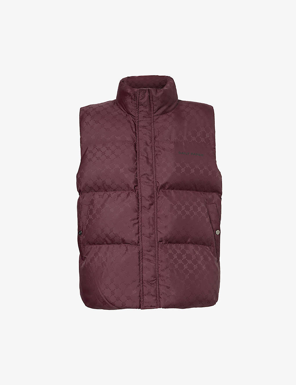 Daily Paper Mens Bordeaux Wine Pondo Padded Boxy-fit Shell Gilet