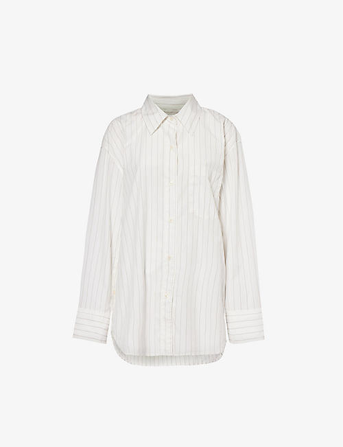 CITIZENS OF HUMANITY: Striped patch-pocket oversized cotton shirt