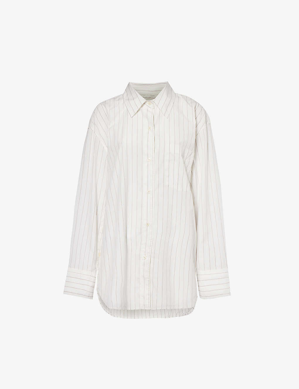 Shop Citizens Of Humanity Women's Bitt Choc Strp Striped Patch-pocket Oversized Cotton Shirt In White