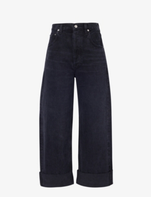 Black high waisted wide leg clearance jeans