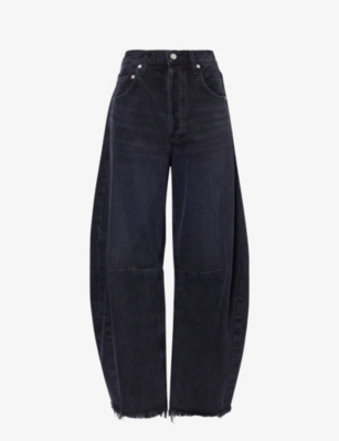 Citizen Of Humanity Citizens Of Humanity Black Horseshoe Wide Jeans In Sonnet (dk Washed Black)