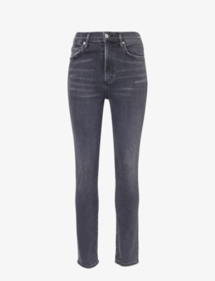 Citizens Of Humanity Olivia Slim-leg High-rise Stretch-denim Jeans In Radiant (washed Black)