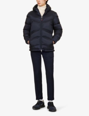 Shop Orlebar Brown High-neck Brand-tab Regular-fit Woven- Down Hooded Jacket In Night Iris