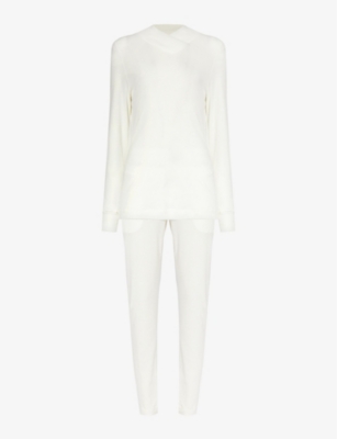 Hanro Womens Marshmallow Loane Long-sleeved Cotton-jersey Pyjama Set In Grey