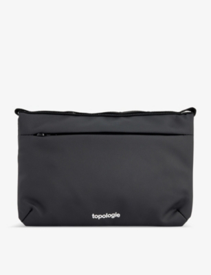 Topologie Womens Black Wares Flat Brand-print Nylon Pouch Bag