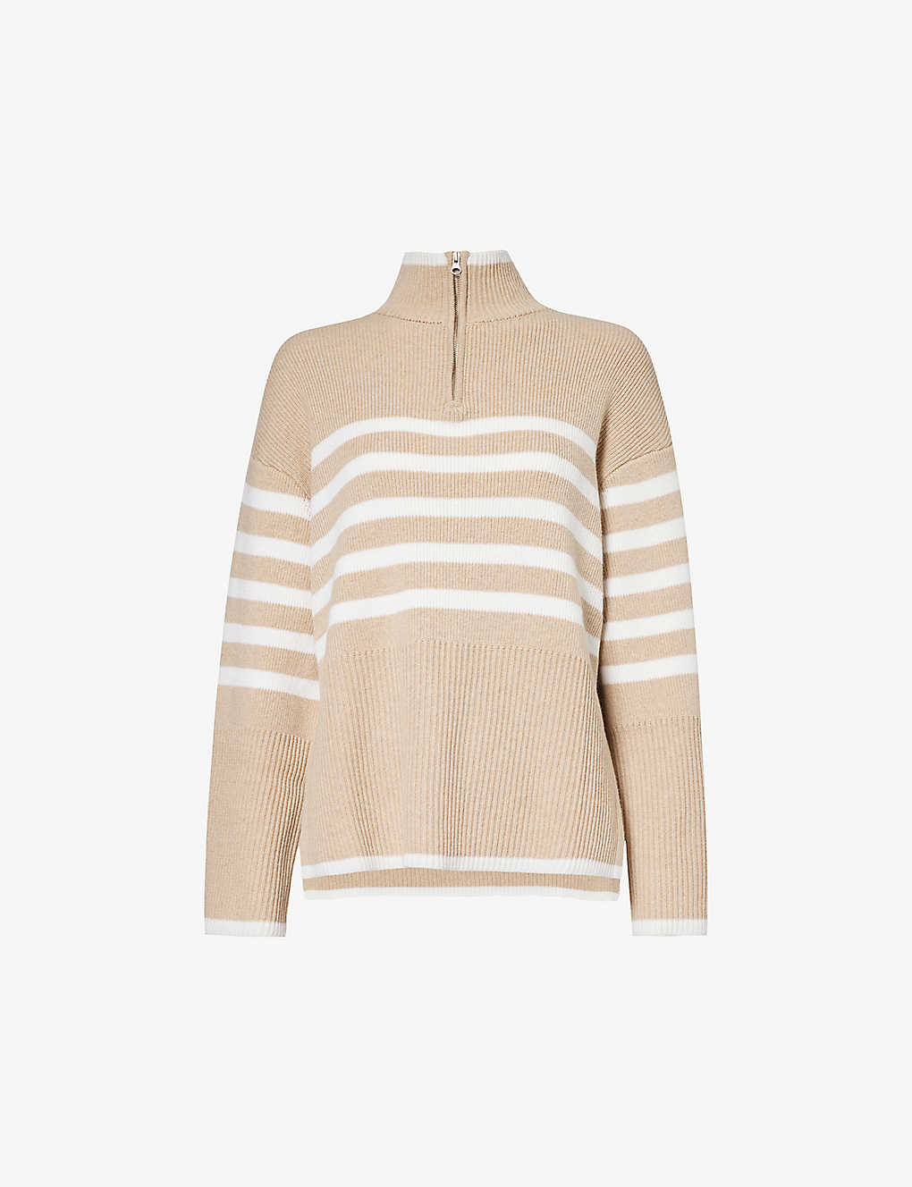 Shop Rails Tessa Striped Wool And Cotton-blend Jumper In Sand Stripe