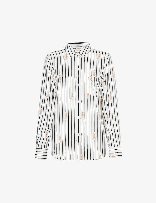 RAILS: Kathryn graphic-print striped rayon shirt