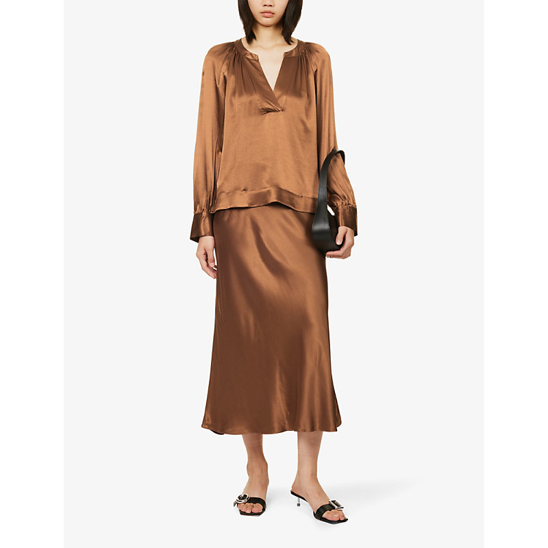 Shop Rails Womens Cedar Anya Mid-rise Woven-blend Midi Skirt