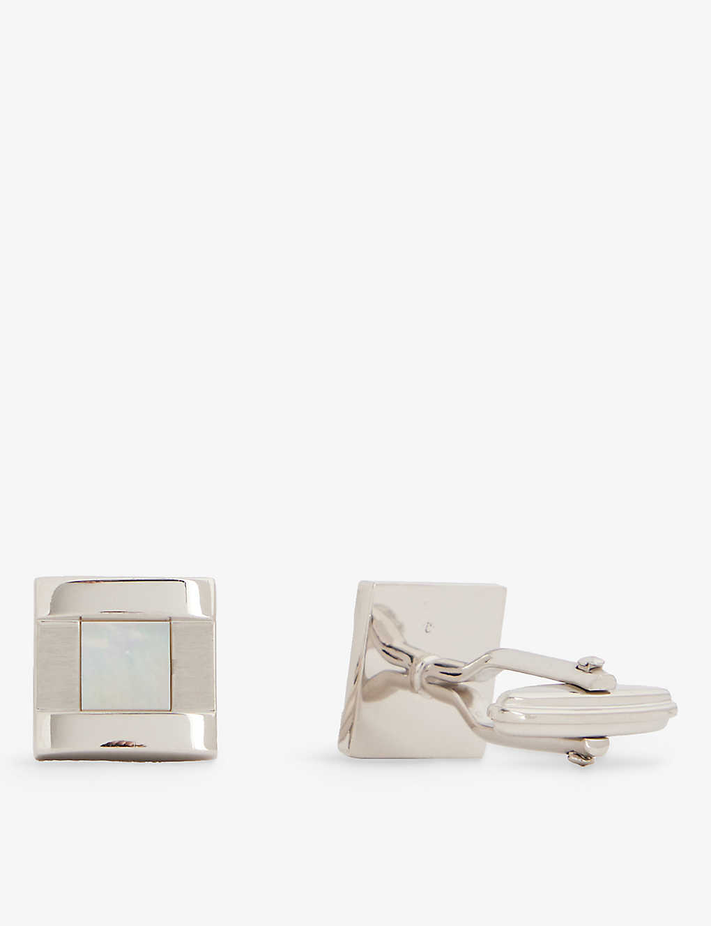 Lanvin Mens Silver Mop Square-shape Brass And Mother-of-pearl Cufflinks