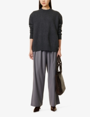 THE FRANKIE SHOP WOMENS DARK GREY MELANGE RAFAELA PADDED-SHOULDER WOOL AND CASHMERE-BLEND KNITTED JUMPER 