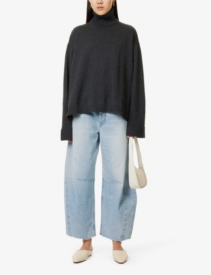 The Frankie Shop Frankie Shop Womens Charcoal Rhea Turtleneck Wool And Cotton-blend Knitted Jumper In Charcoal