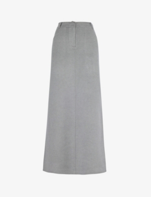 Shop The Frankie Shop Frankie Shop Women's Grey Malvo Split-hem Wool-blend Maxi Skirt