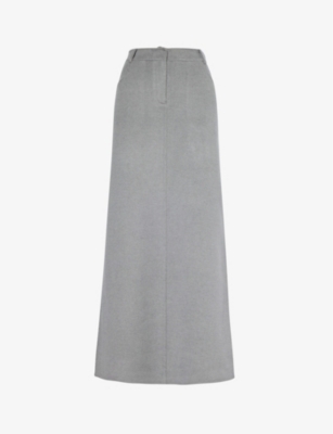 The Frankie Shop Frankie Shop Womens Grey Malvo Split-hem Wool-blend Maxi Skirt In Grey