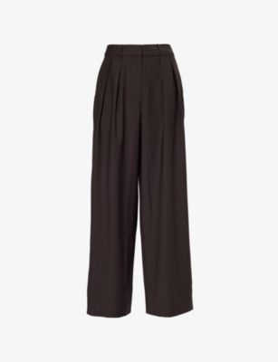 The Frankie Shop Frankie Shop Womens Brown Ripley Wide-leg High-rise Wool-blend Trousers In Brown