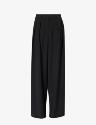 The Frankie Shop Gelso Pleated Woven Wide-leg Trousers In Black