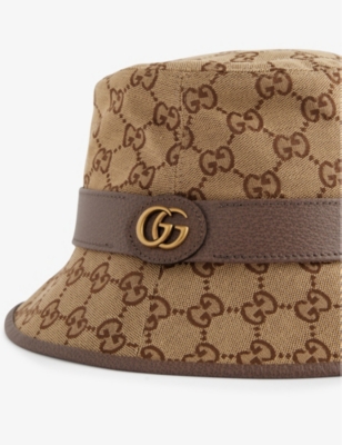 Gucci Womens  Monogram-pattern Cotton-blend Bucket Hat In Cacao/beige