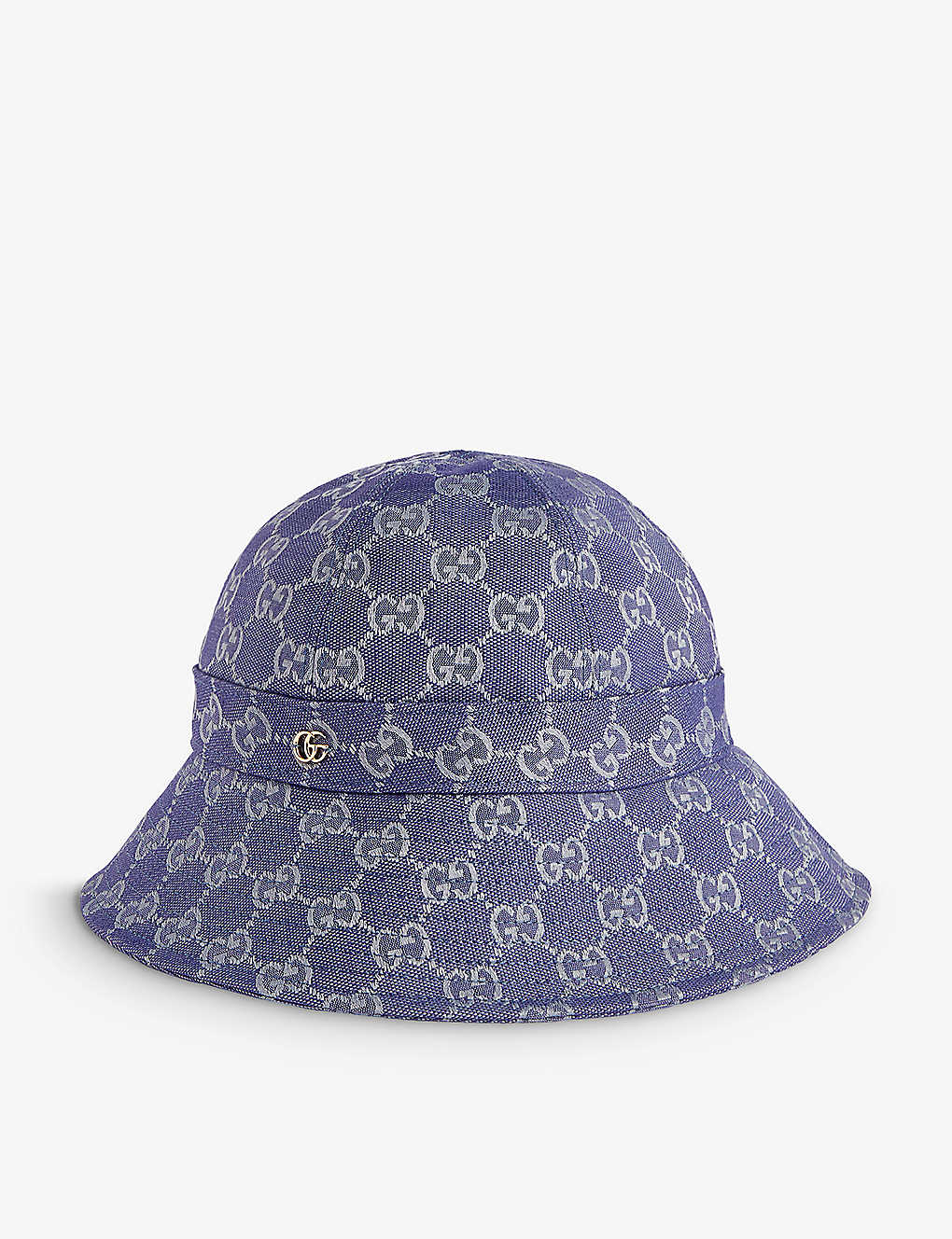 Gucci Womens Multi-coloured Logo-plaque Canvas Bucket Hat In Blu/grey
