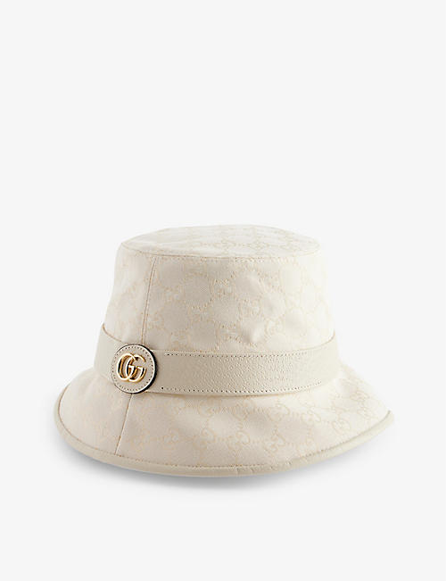 GUCCI: Monogram-pattern brand-plaque canvas bucket hat