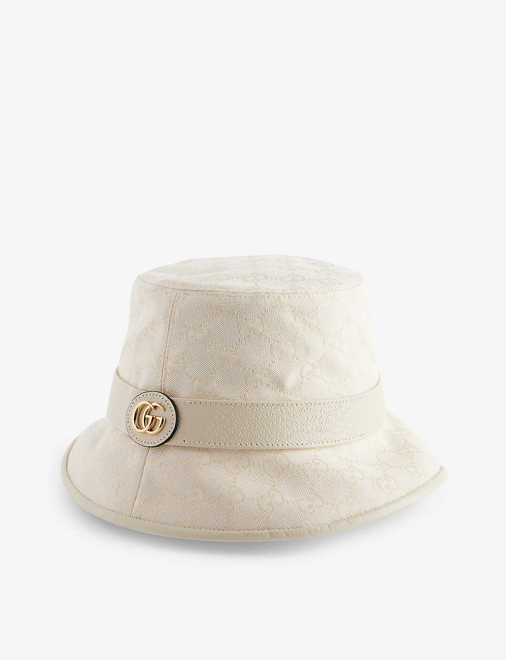 Gucci Womens Multi-coloured Monogram-pattern Brand-plaque Canvas Bucket Hat In Ivory/butter + Ivory