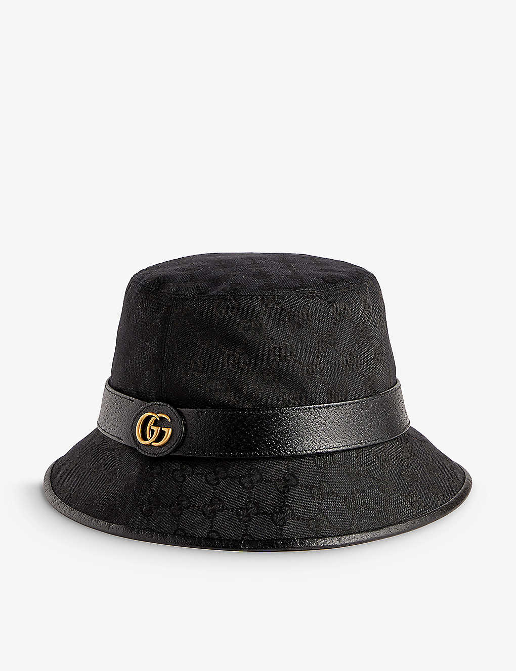 Gucci Womens Black Logo-pattern Canvas Bucket Hat In Black/black