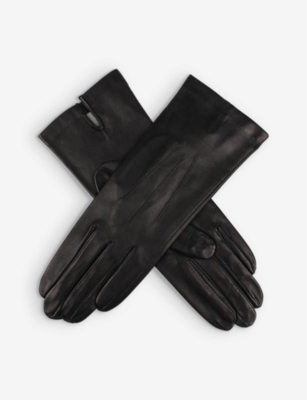 Dents Womens Black Helene Cashmere-lined Leather Gloves