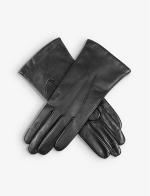 Dents Womens Black Maisie Cashmere-lined Leather Gloves