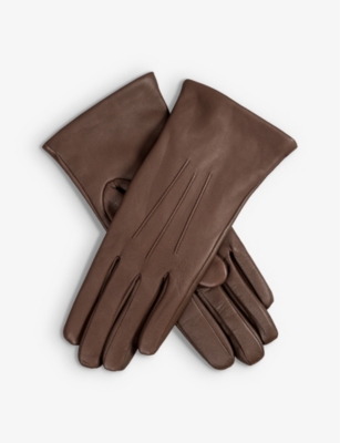 Dents Womens Mocca Maisie Cashmere-lined Leather Gloves