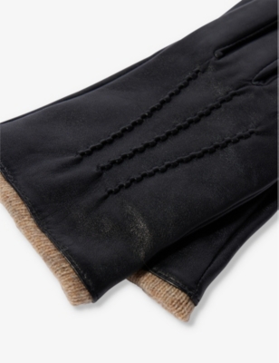 Dents Womens Black Lorraine Braided-trim Wool-blend Gloves In Black